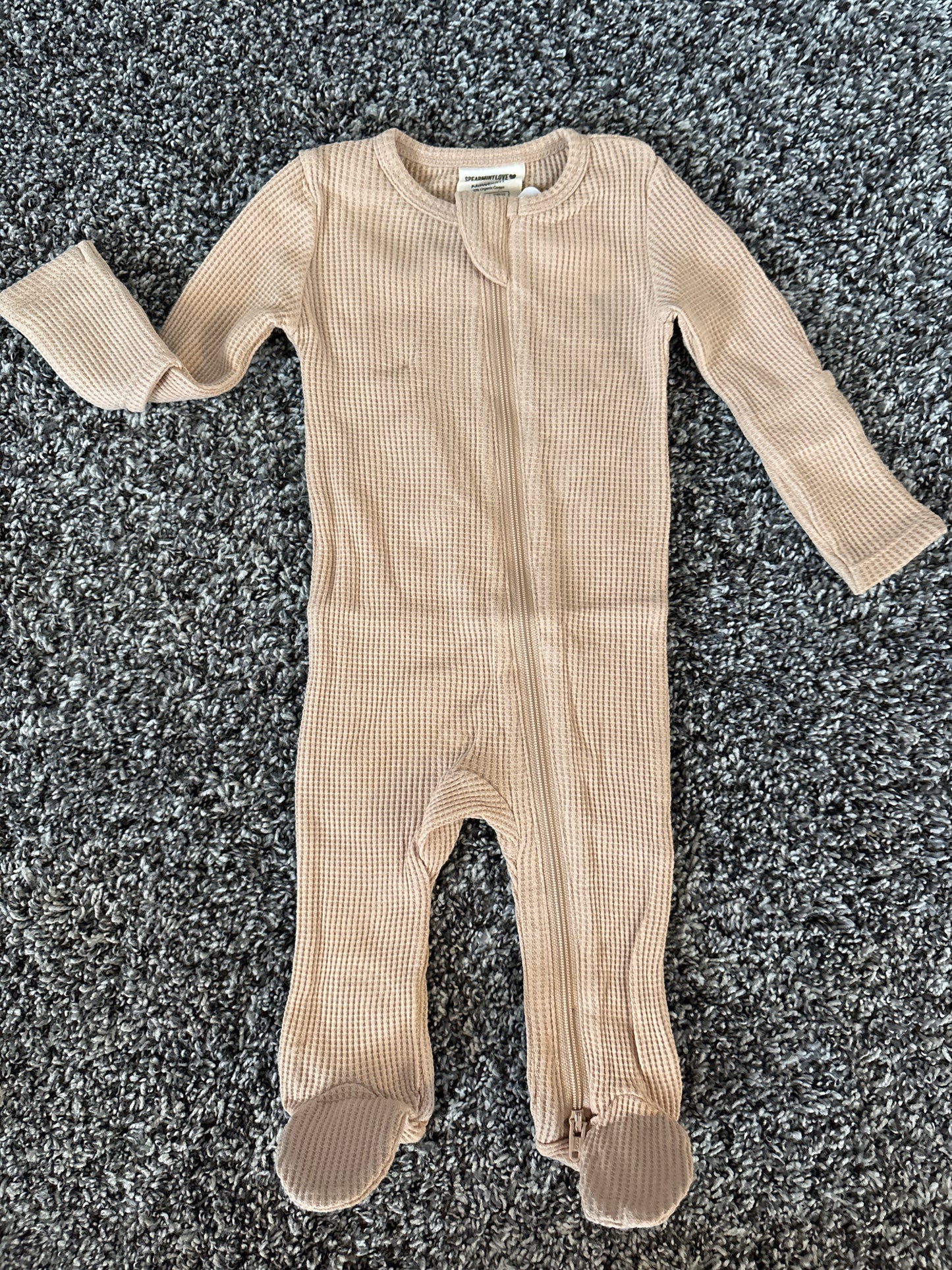 Baby beige footed zip sleeper