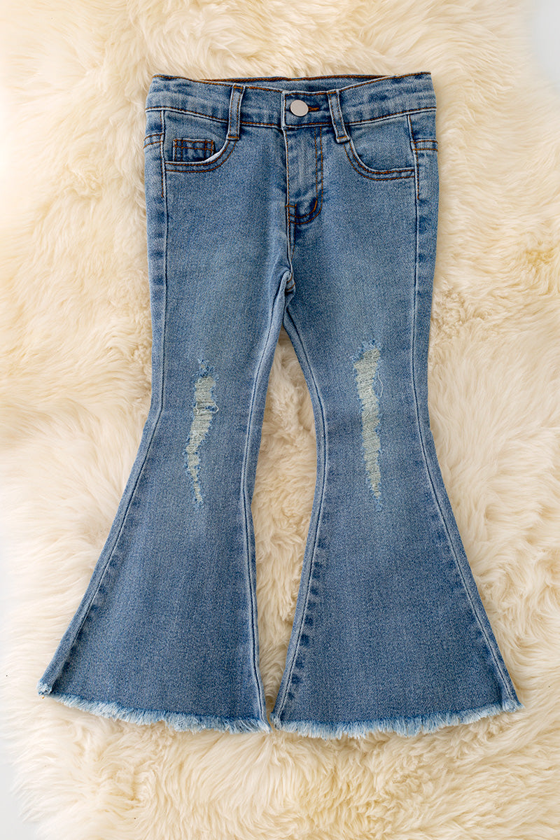 Light denim flare pants