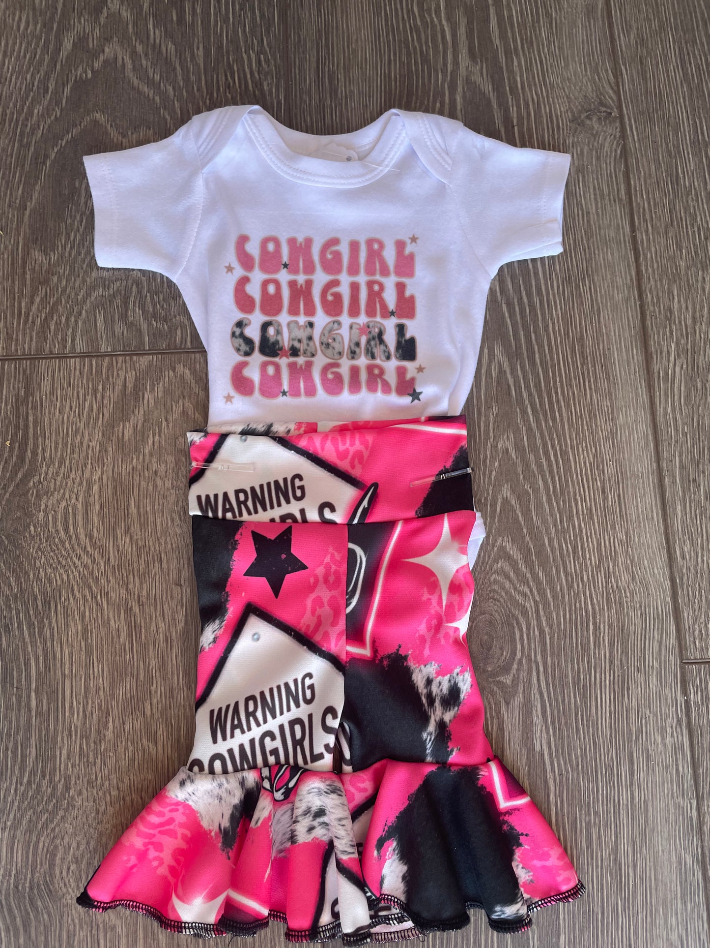 NB pink cowgirl bell set