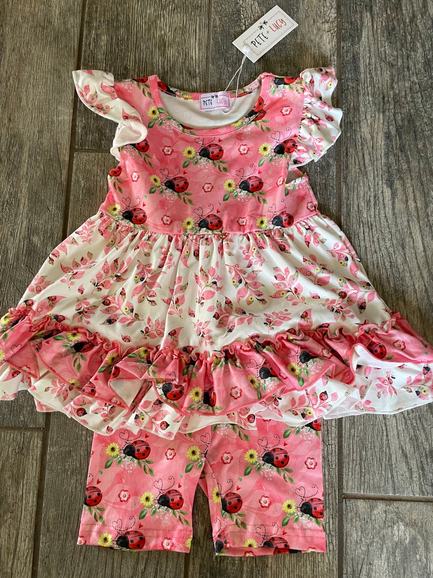 Pete & Lucy ladybug short set 2T