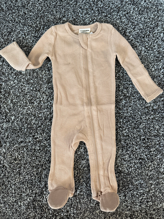 Baby beige footed zip sleeper