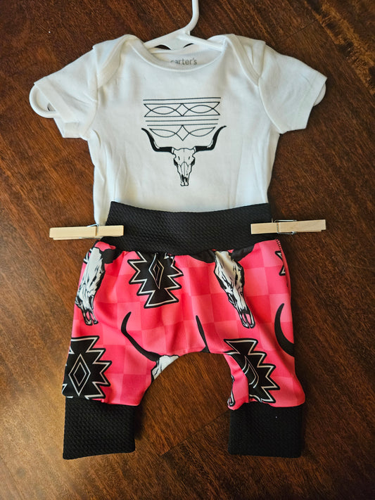Pink cow pants set