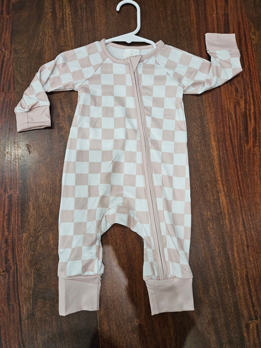 Pink check romper