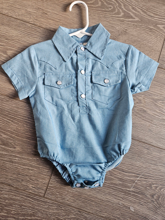 Blue button up shirt or onsie