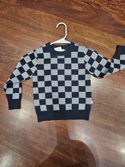 Navy Checkered Sweatshirt