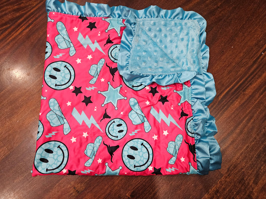 Smiley cowgirl blanket