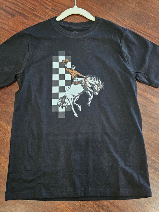 Checkered bucking horse