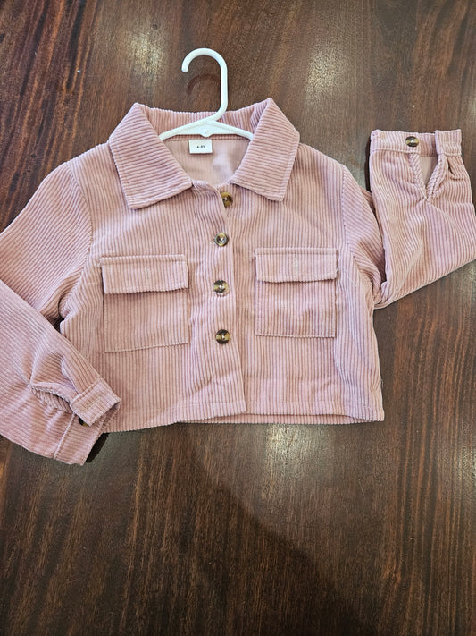 Pink crop button up jacket