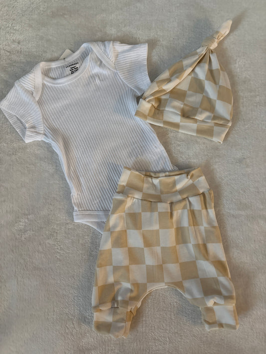 Tan checked pant set