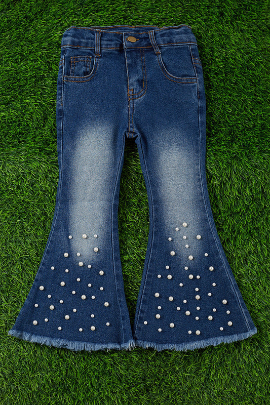 Blue pearl denim flares