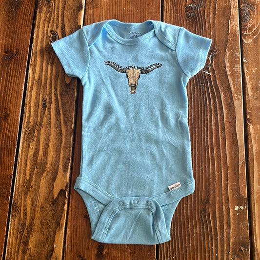 3-6 month longhorn onesie