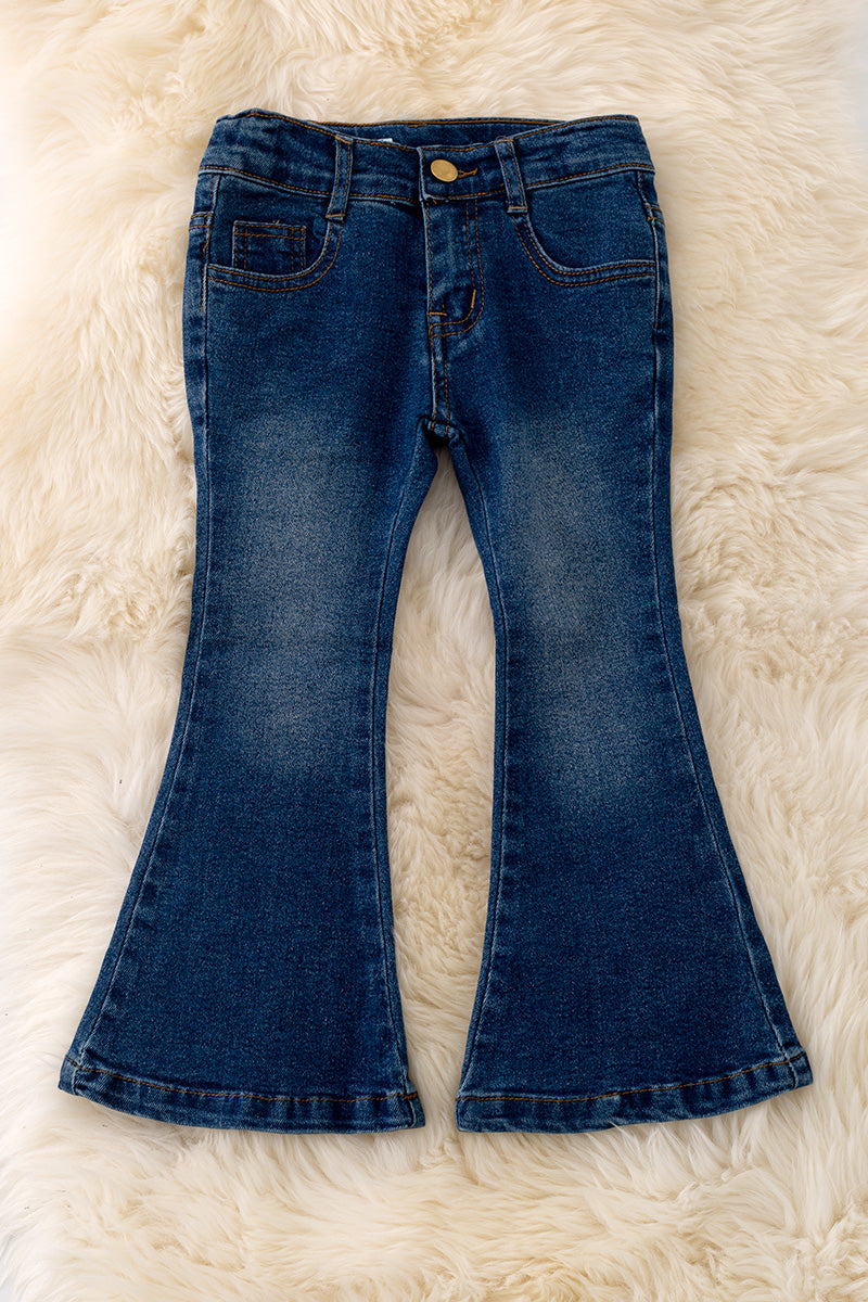 Embroidered dark denim pants