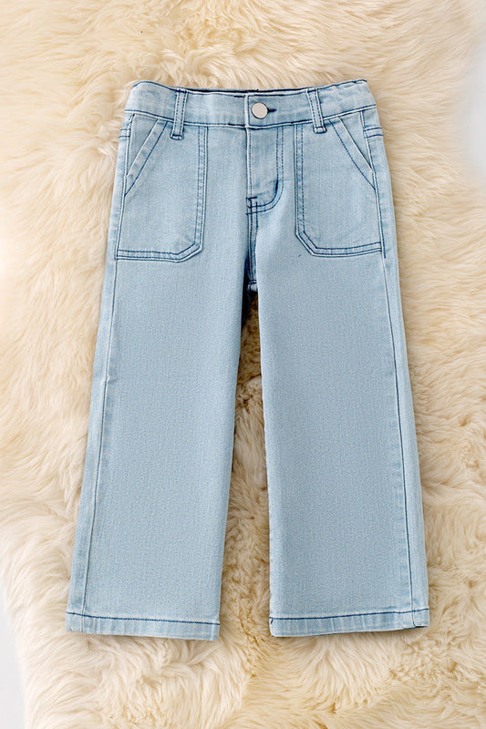 Light denim loose fit pants