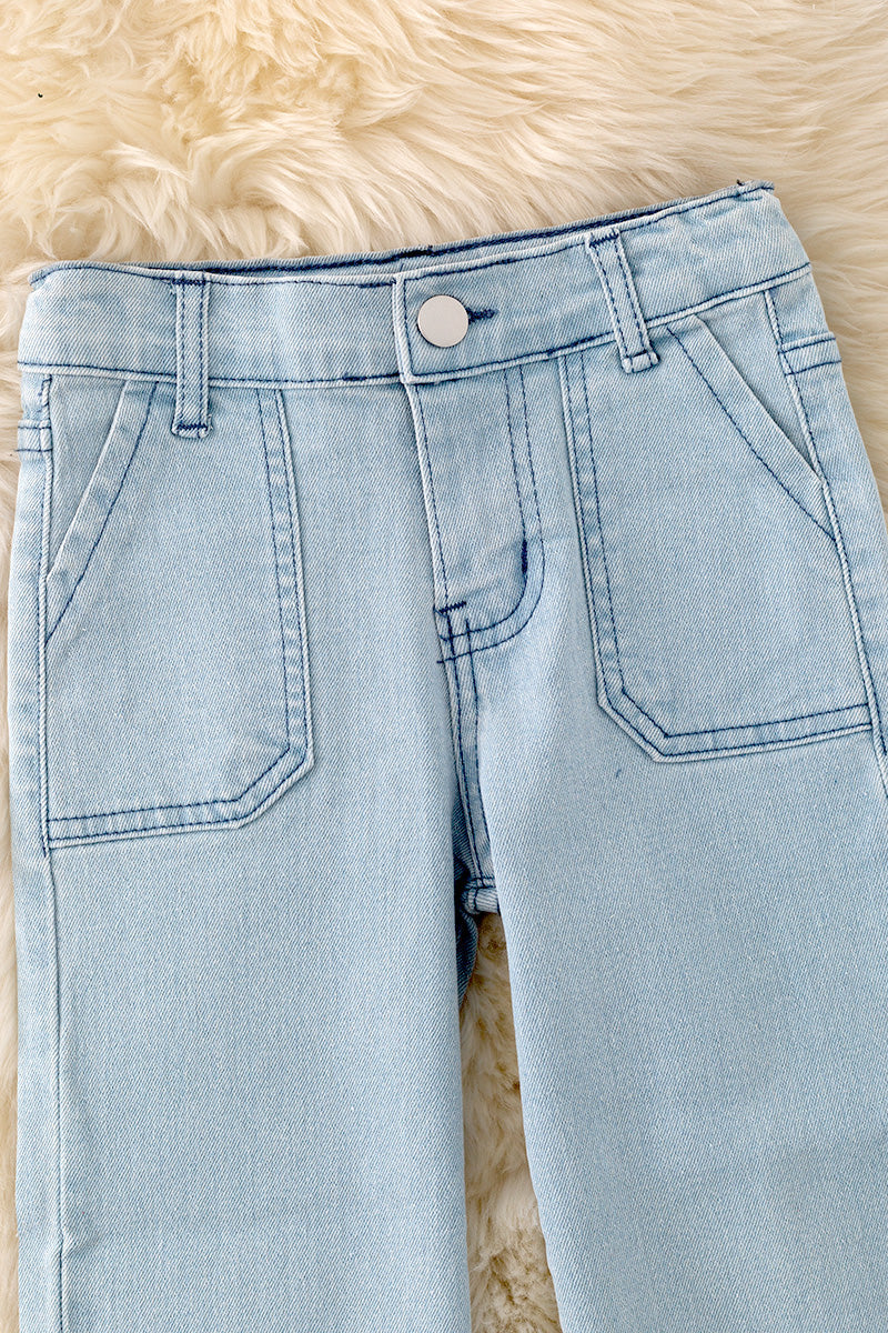 Light denim loose fit pants