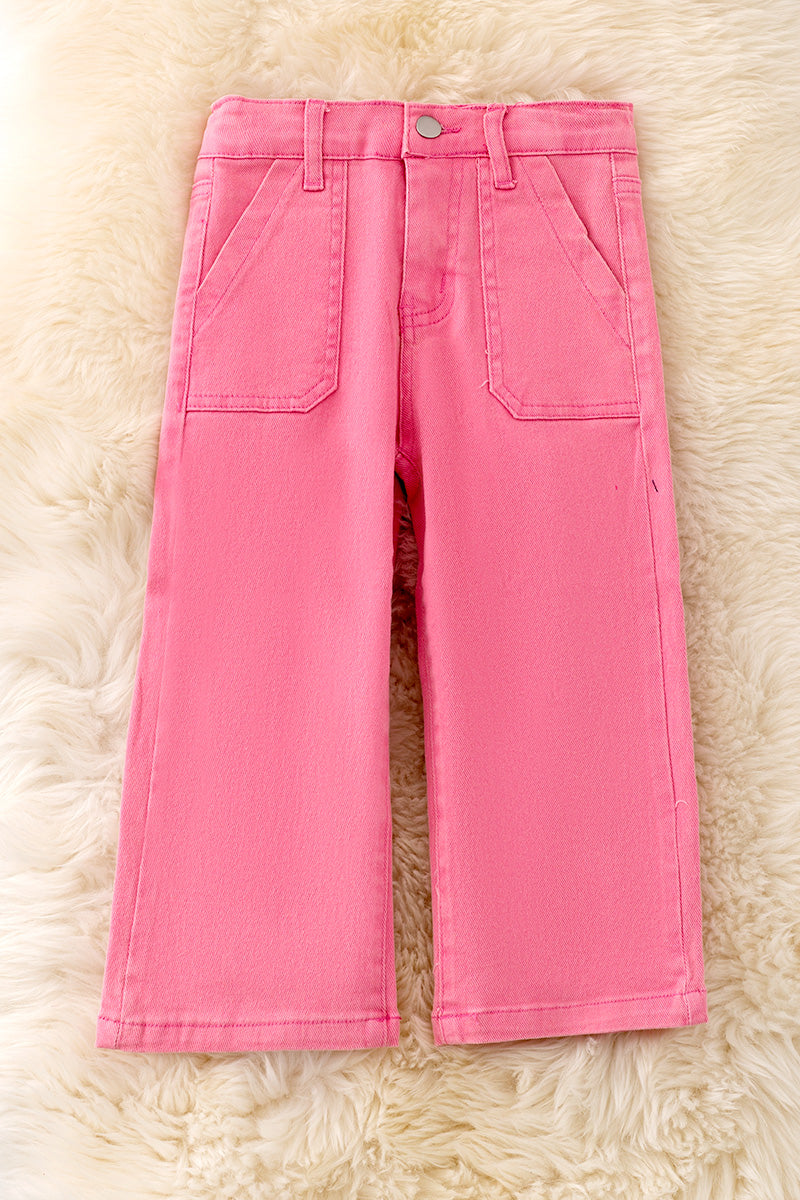 Pink loose fit denim pants