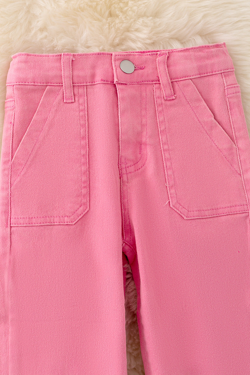 Pink loose fit denim pants