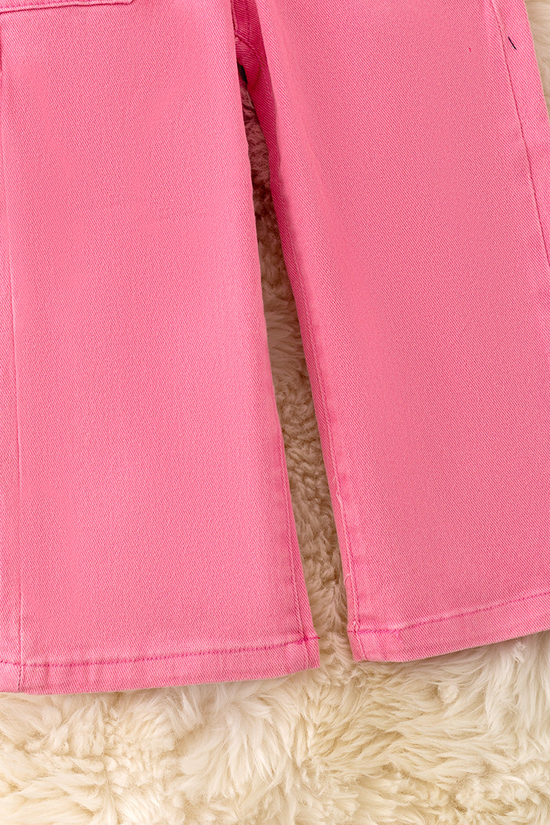 Pink loose fit denim pants