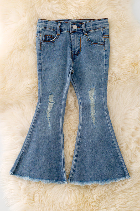 Light denim flare pants
