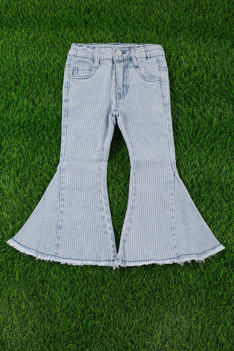 Pinstripe denim flare pants
