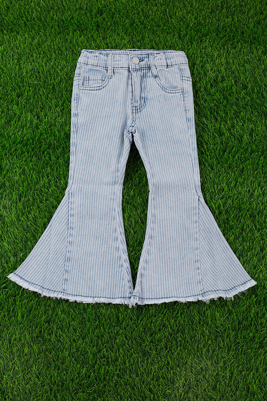 Pinstripe denim flare pants