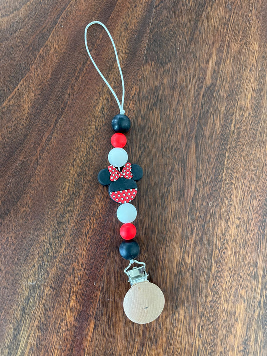 Red /black character binky clip