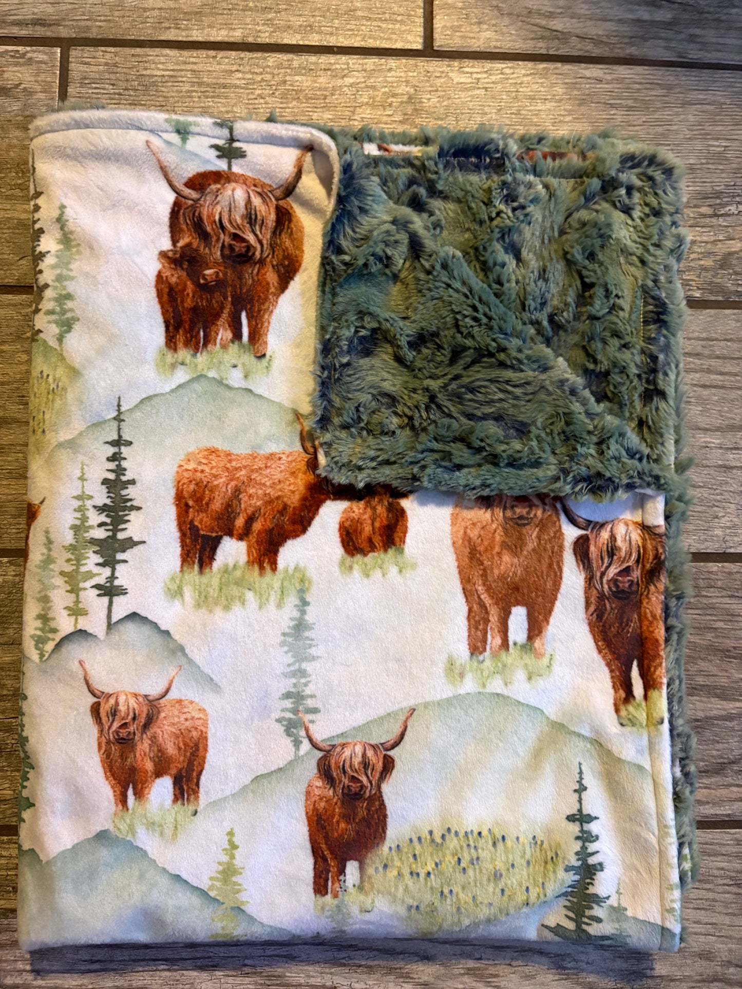 Highland cow minky blanket