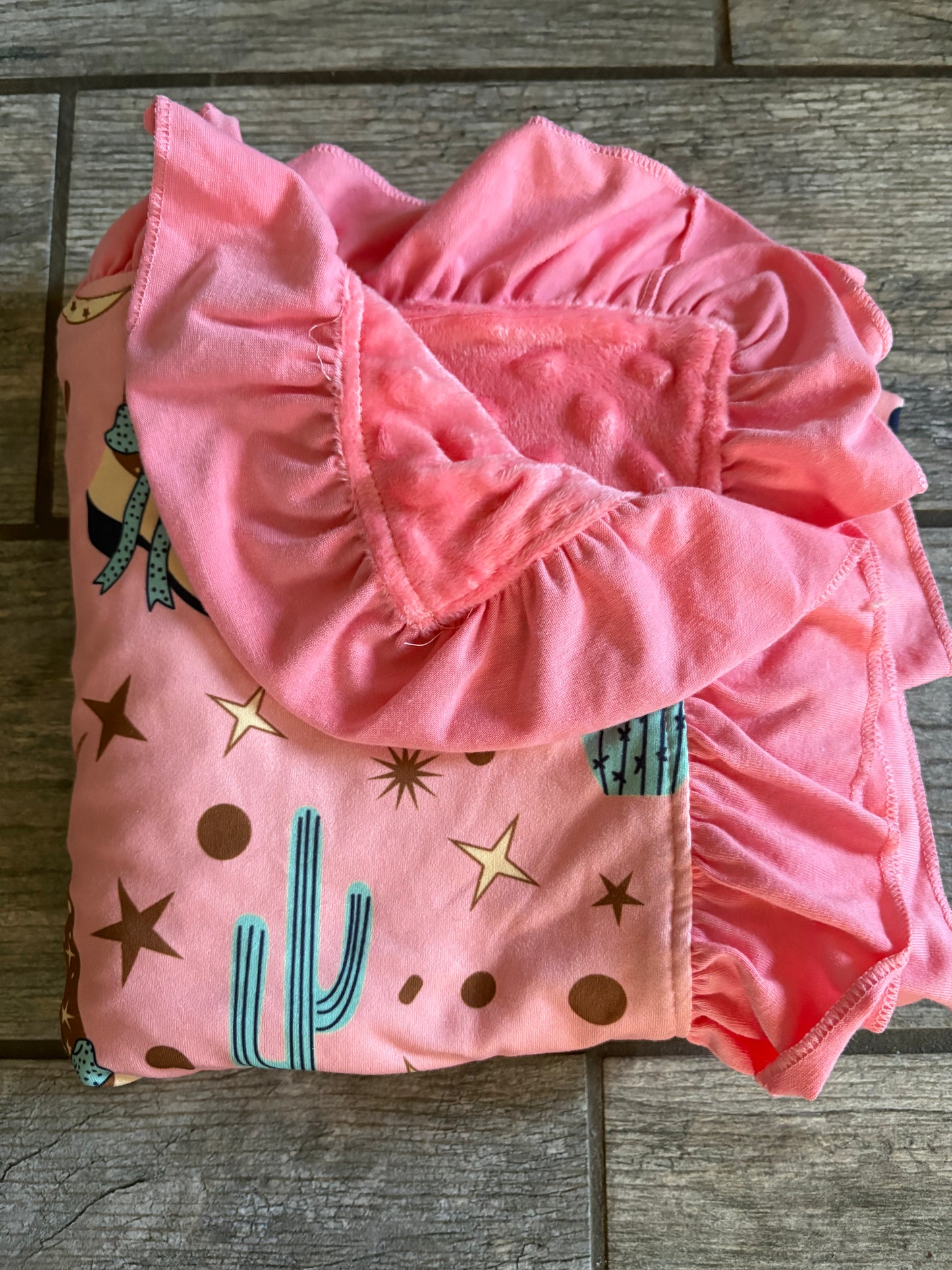 Coral western baby blanket