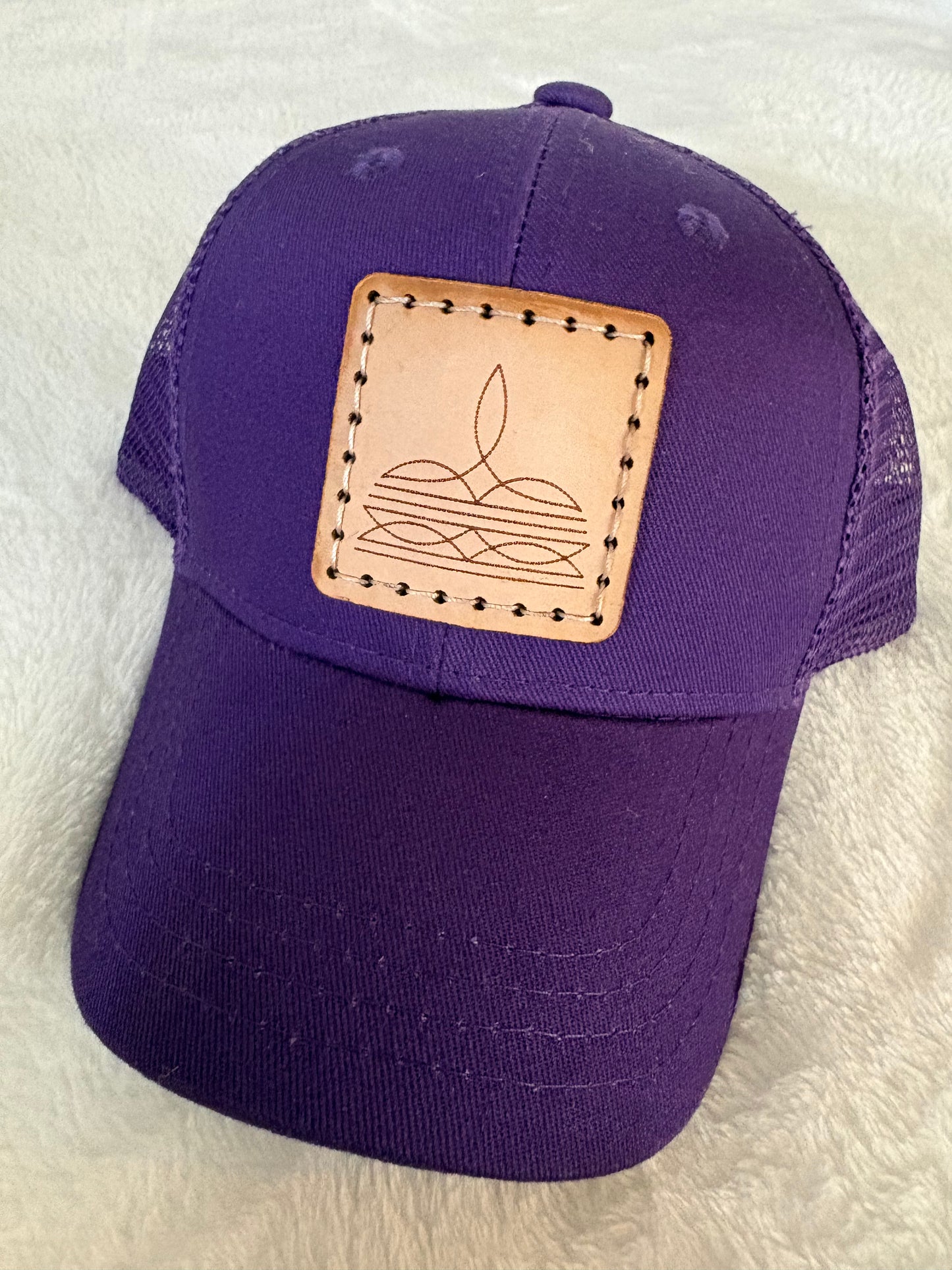 Purple boot stitch SnapBack hat
