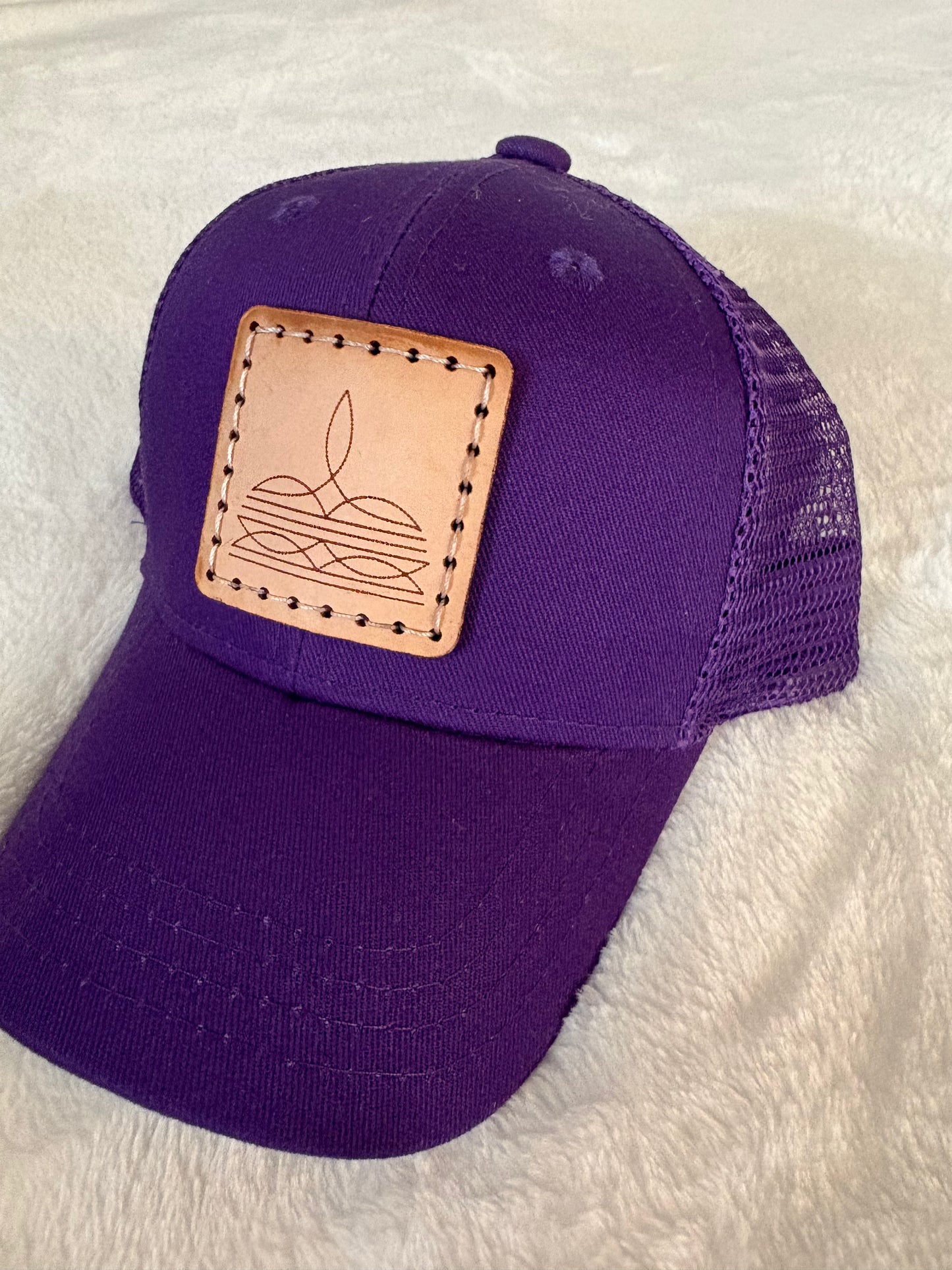 Purple boot stitch SnapBack hat