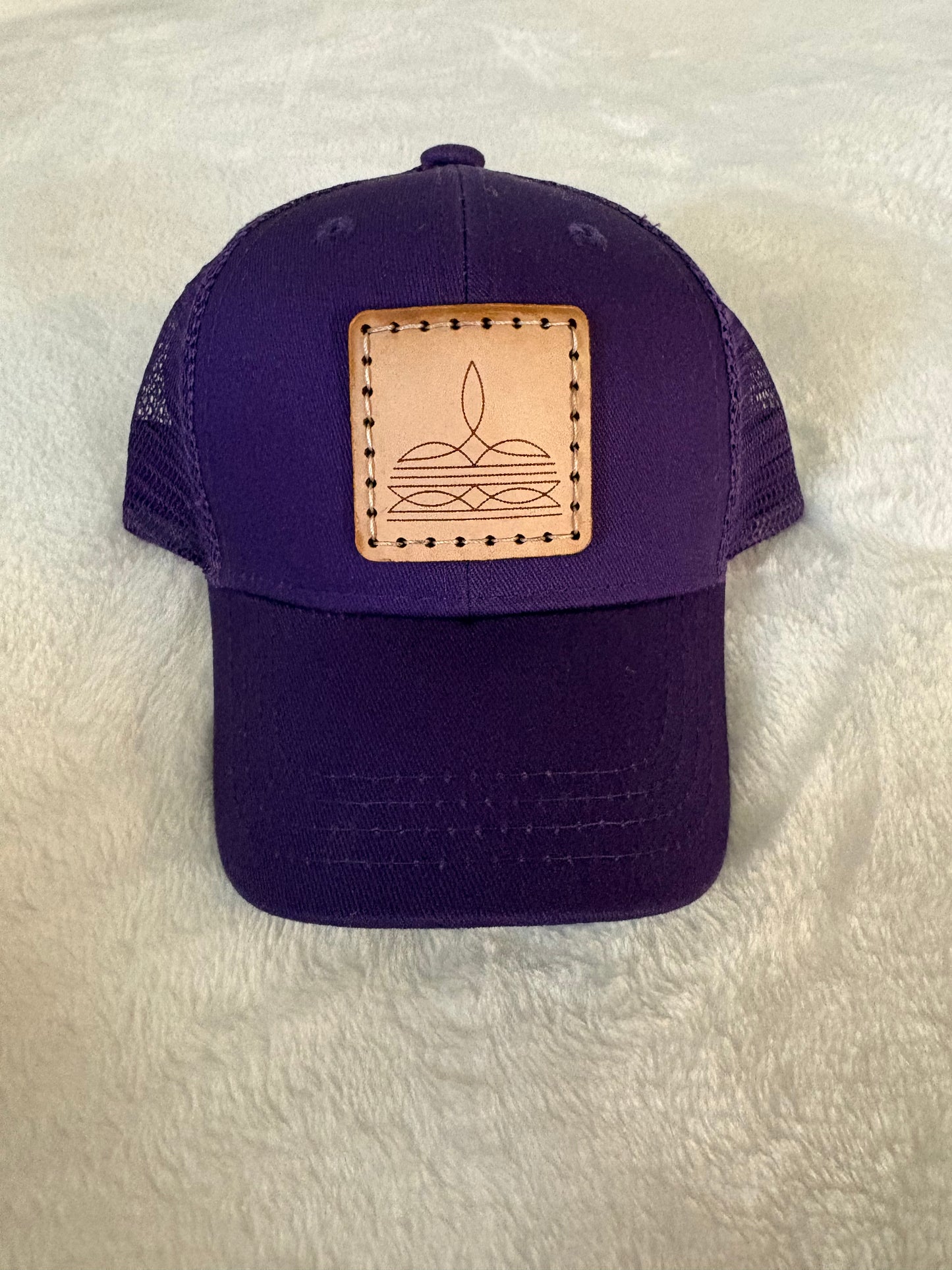 Purple boot stitch SnapBack hat