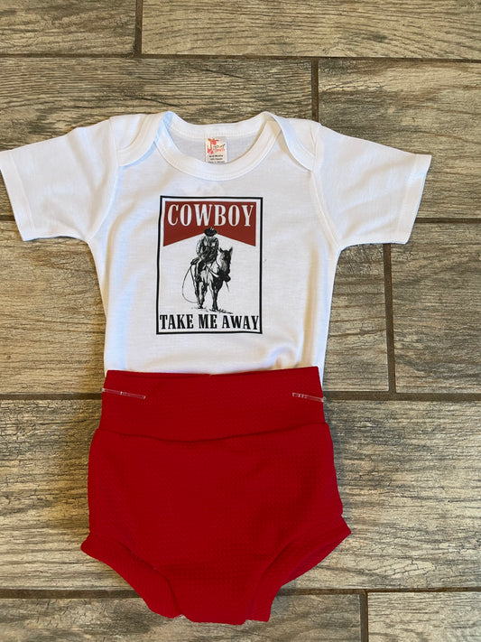 Cowboy red bummie set