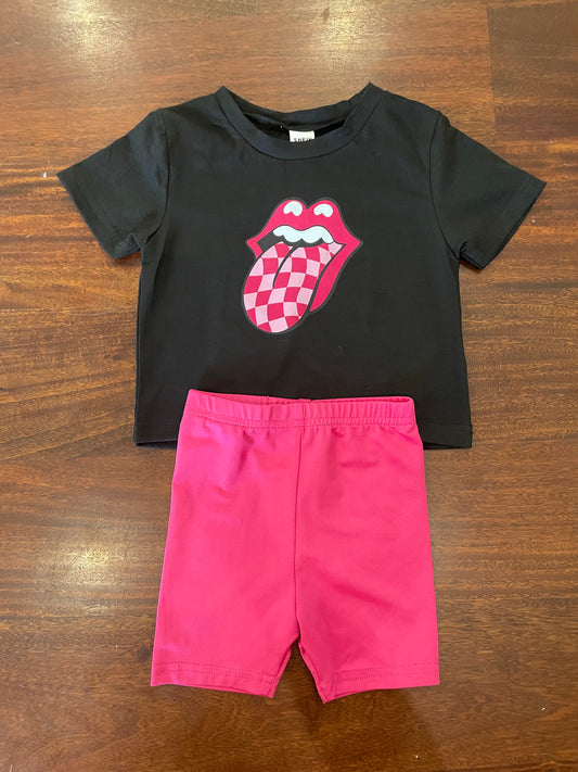 Black biker short set