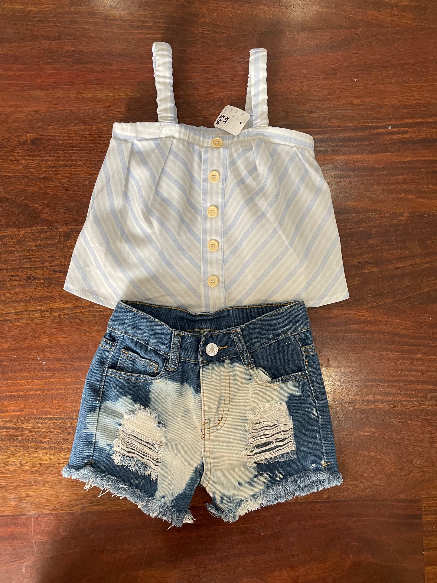Denim shorts set