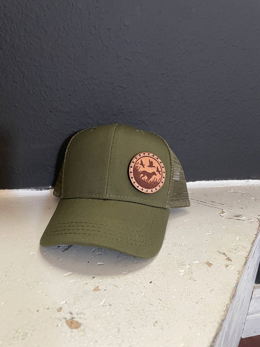Infant green hunting hat