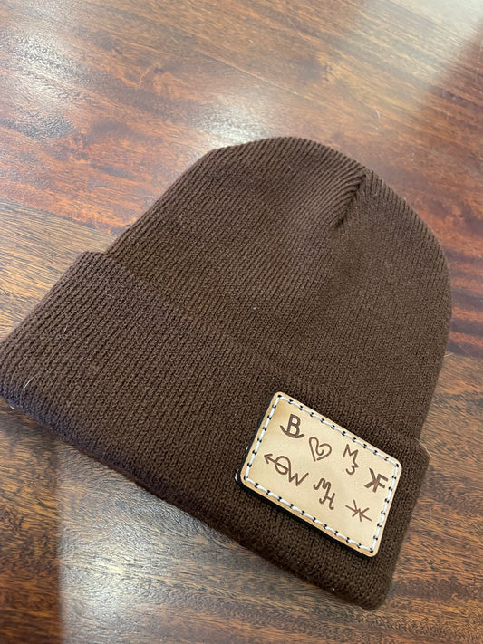 Brown brands beanie