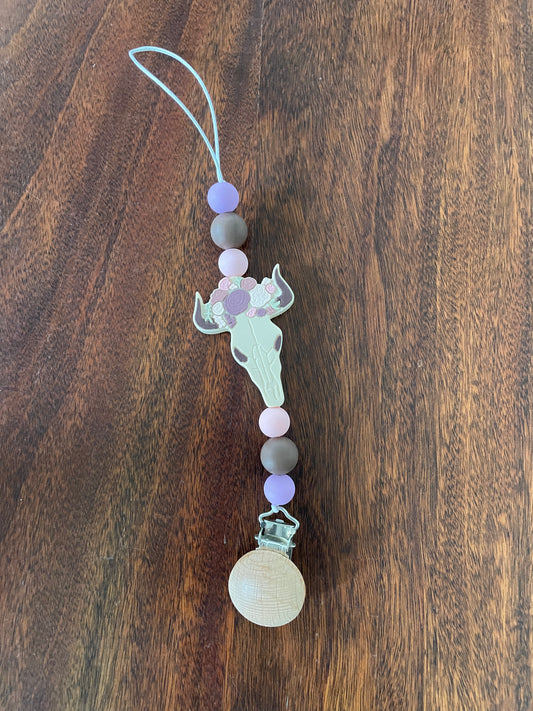 Purple steer binky clip