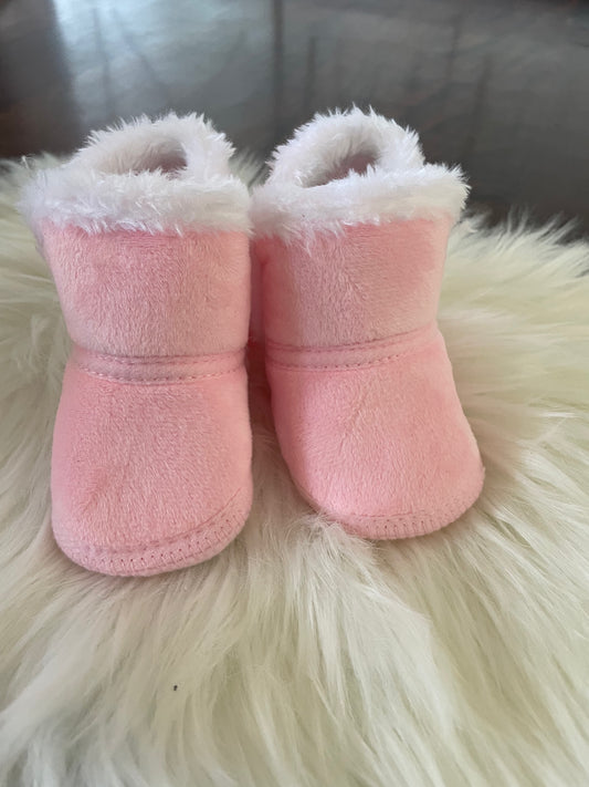 Pink fur boots