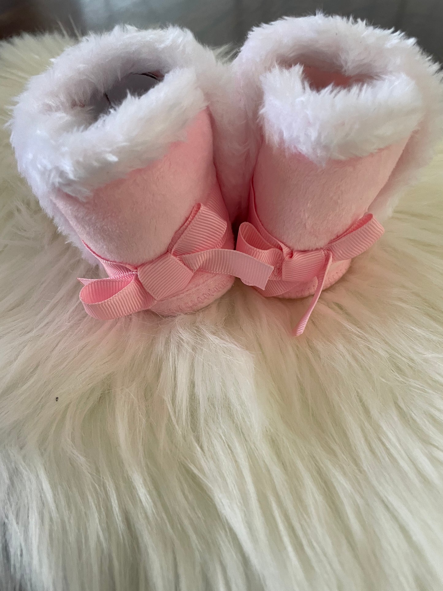Pink fur boots