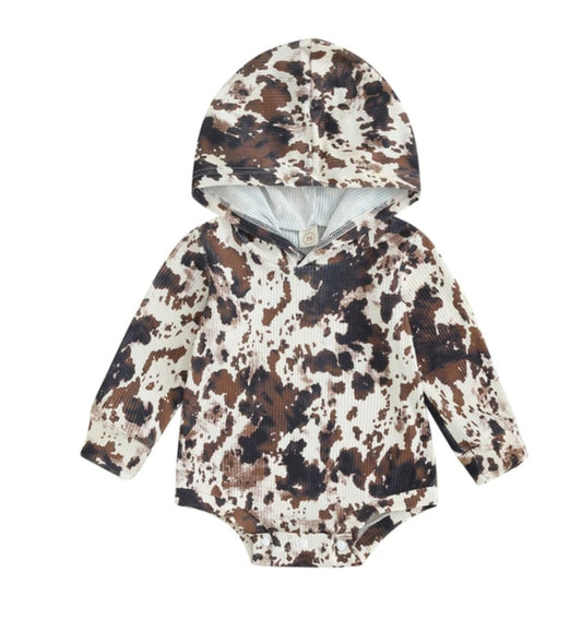 Cowhide hooded romper