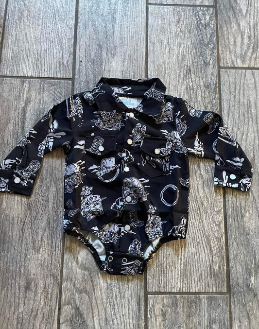 Western button up onsie