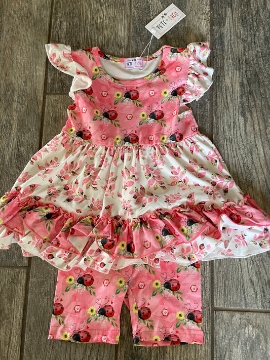 Pete & Lucy ladybug short set 2T