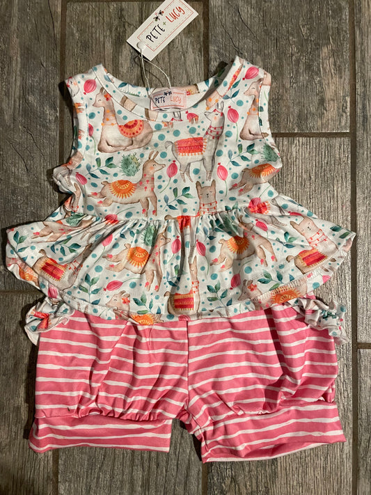 Pete & Lucy Llama short set 0-6 month