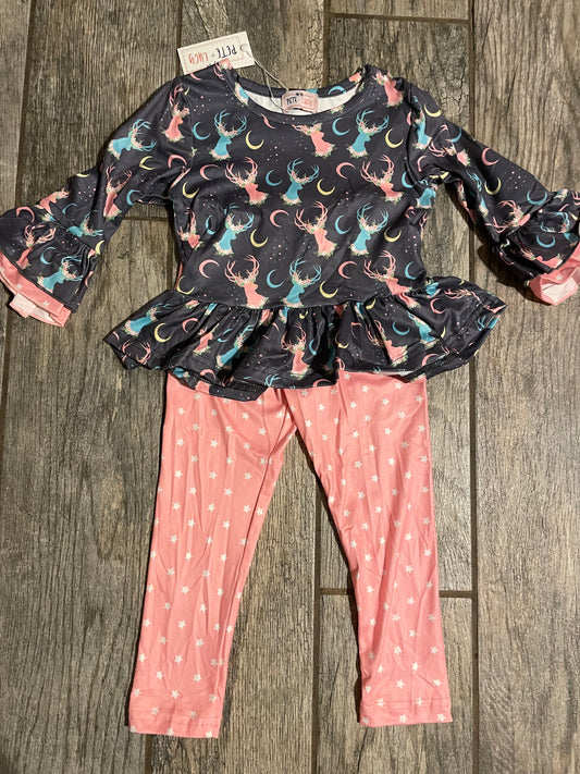 pete & lucy pink deer pant set